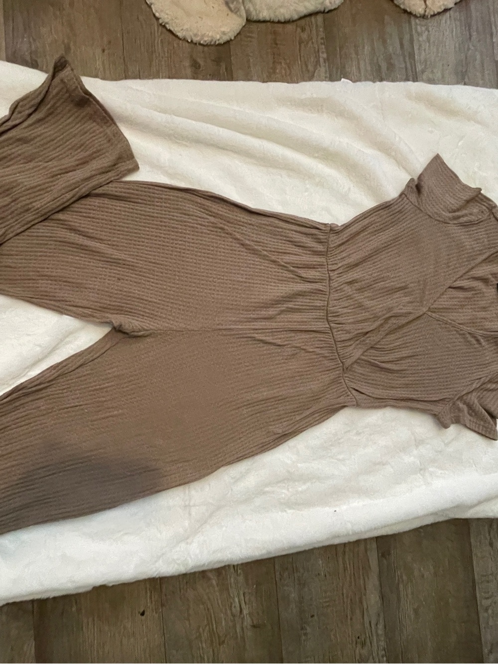 SHEIN Neutral Brown Ribbed Jumpsuit